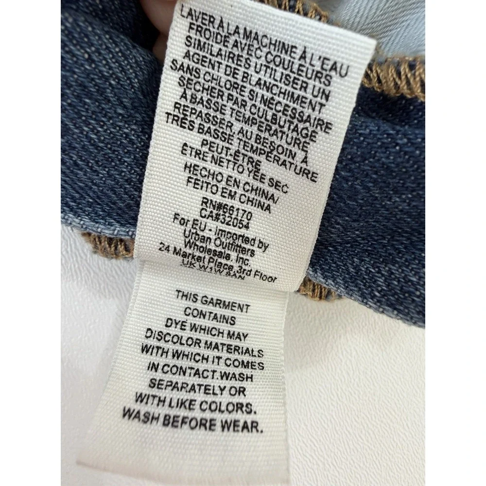 Free People Blue Denim Overall Dress Sz 6 Raw Hem Casual Bib Mini